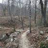 The Twin Lakes Trail heading through rock into a drainage