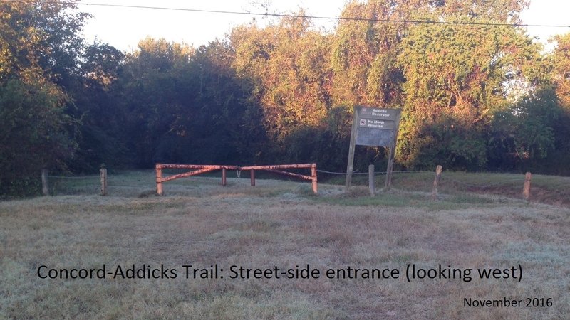 Concord-Addicks Trail: Street-side entrance (looking west)