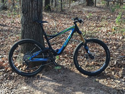 Bike lean at the top of the Slaughter Pen Downhill Trail
