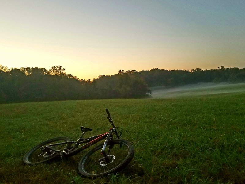 A morning fog complements a ride along Morning Choice in Patapsco Valley State Park.