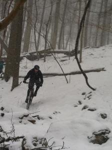 Mike braving the trails in the snow.