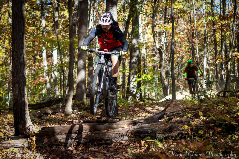 Riding some man-made features in Fairland Recreational Park