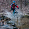 Walter splashing through the water after riding down Silverwood Trail.