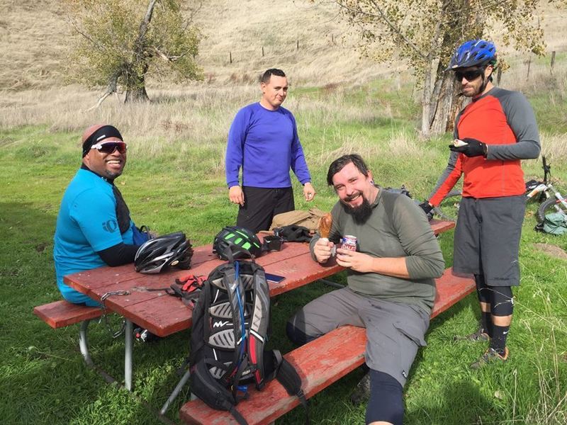 Our crew taking a quick lunch break at Wilson Camp near the Bowl Trail.