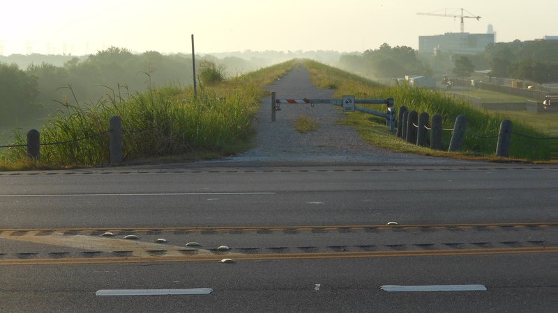 Addicks Dam Road Southeast: Western end at Eldridge, looking east (July 2014)