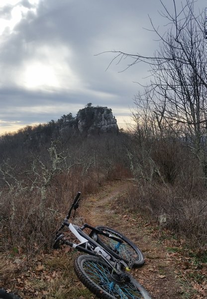 Big Schloss looms in the distance on the Mill Mountain Trail.