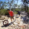 The Centre Trail starts with a short, technical climb that most people will be walking...including mountain unicyclers.