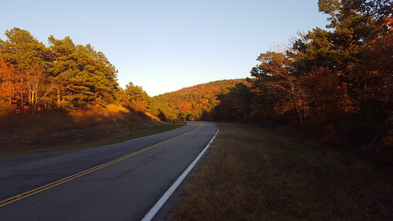 Highway 1 marks the start and end of the Talimena 4.6 Miler.