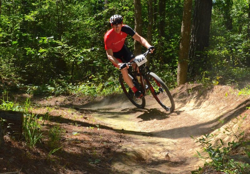 Looking through a fast and fun berm during the 2016 Dust N Bones race.