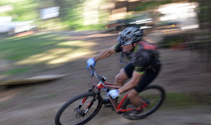 A local racer blast down the trail at Mt. Zion Bike Trails.