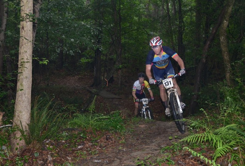 Competitors pedalling at Mt. Zion Bike Trails during the 2015 Dust N Bones race.