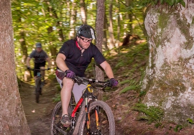 Riders enjoying a portion of Sugar Maple Trail, one of a handful trails that are available in the Flag Rock Area Trails System.