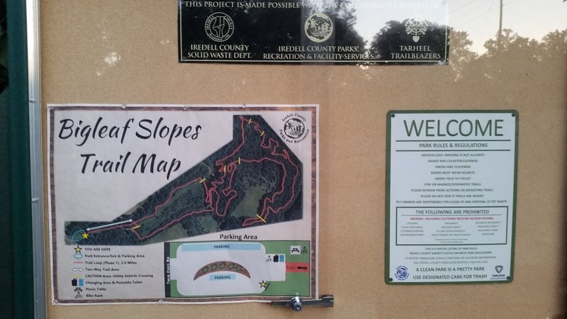 This is the trailhead kiosk with trail map and rules.