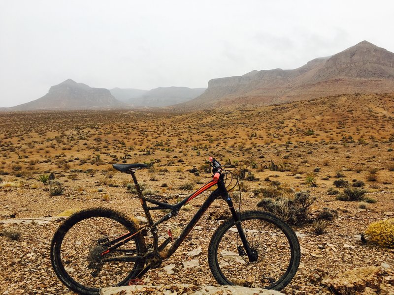 Looking south from the first descent. Note the rare Las Vegas fog monster.