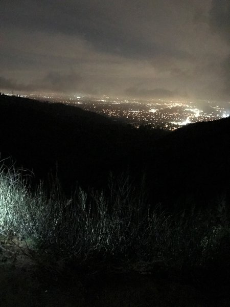 The nighttime view from the top of the hill can be beautiful. This was taken on the Velo Pasadena bike shop weekly ride before hitting El Prieto!