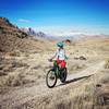 A rider enjoys winter riding in the desert.