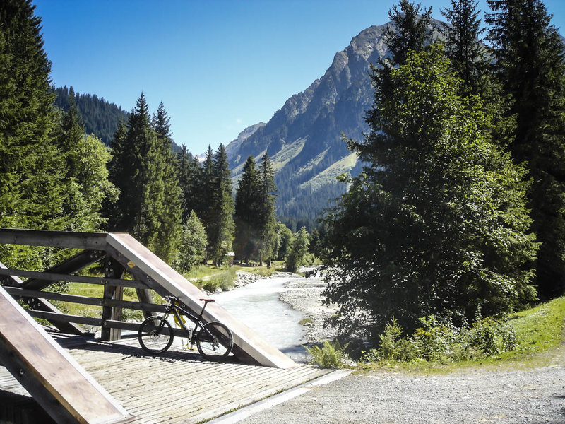 An easy gravel road parallels the Landquart River.