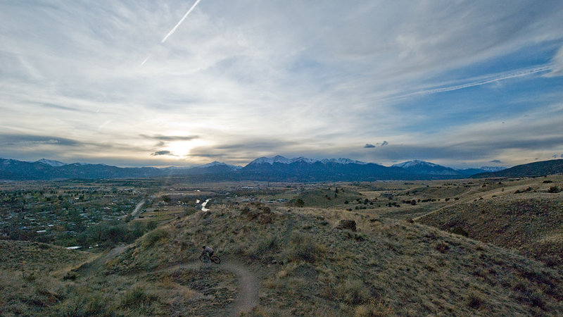 The sun sets on the new and improved Burnpile Trail.