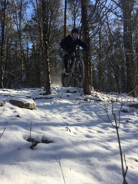 The Pioneer Loop mini-drop takes on a new flavor on a snow ride at Panther Creek State Park.