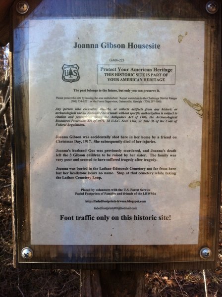 The Joanna Gibson homesite is located along the trail.