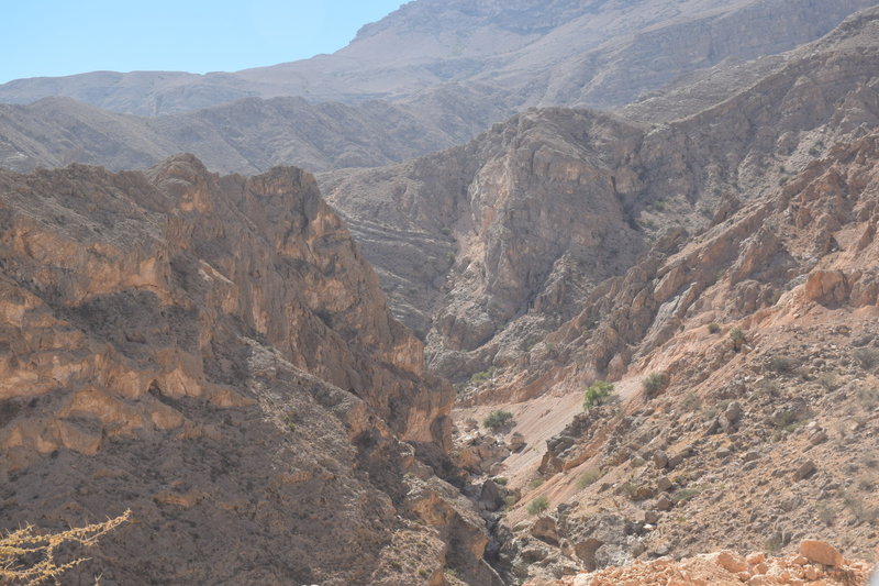 Beautiful Wadis dot the landscape around the road.