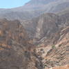 Beautiful Wadis dot the landscape around the road.