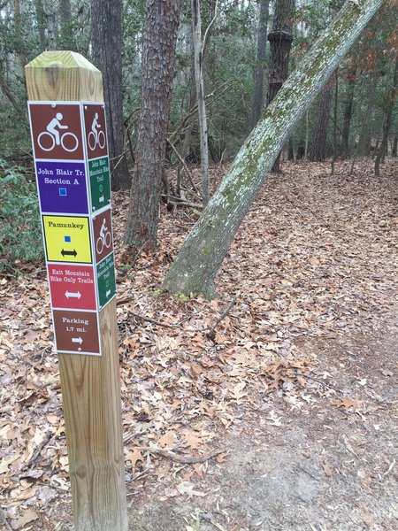 Look for this sign at the beginning of Section A off of the Pamunkey Trail.