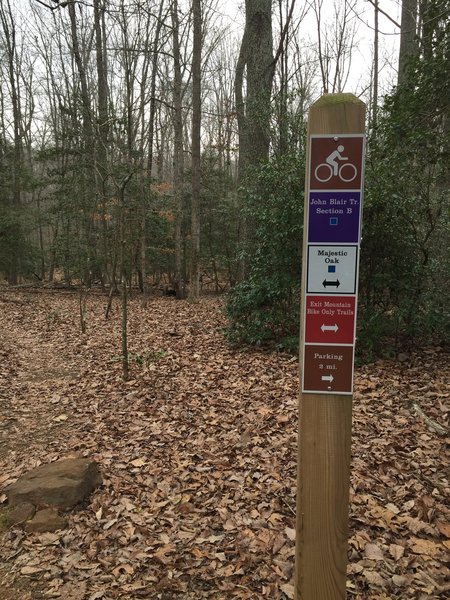 Look for this sign to mark the beginning of Section B off the Majestic Oak Trail.