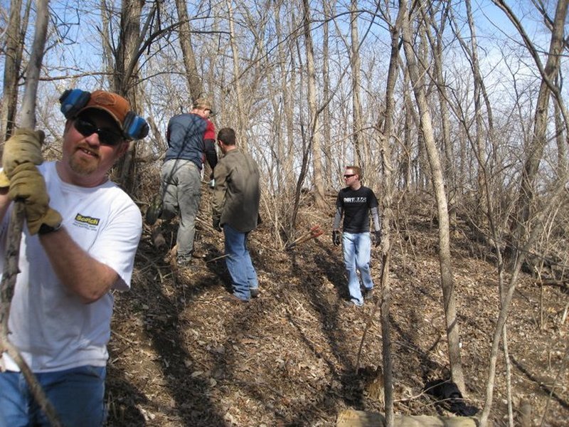 A work party gets out to do some work at Banner Lakes.