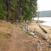 Payette Lake Beach is a great place to hop off the bike and play fetch with the dog in the fall.