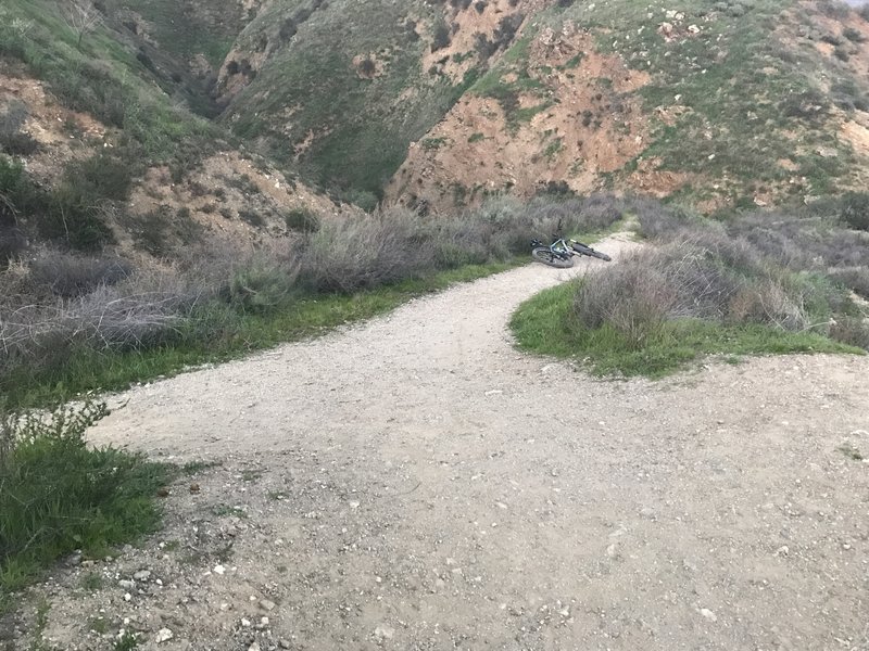 Stay right at this fork along the Dump Trail.