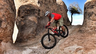 Zach picks his way through the pinnacles.