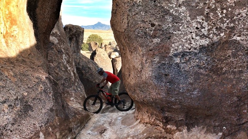 City of Rocks State Park provides ample opportunity to find interesting lines through the volcanic tuff.