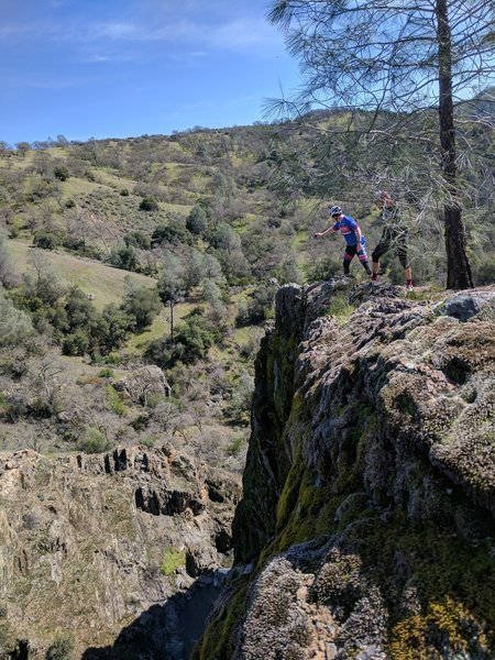 Careful with cleats here – it's a long way down to the water.