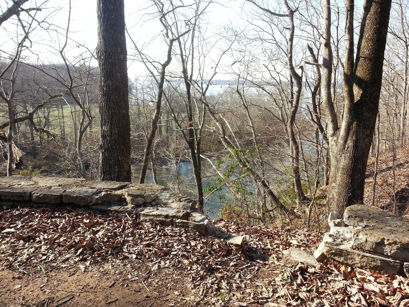 Enjoy this view overlooking the lower side of Wheeler Dam along the Yellow-Blazed Multi-Use Trail.