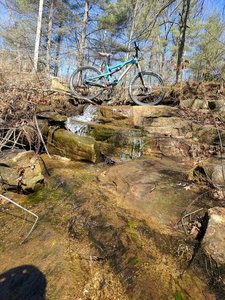 This creek waterfall near Audubon Lake makes for an interesting crossing!