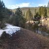 Snow can stick around in the shade into late March along the Weiser River National Recreation Trail.