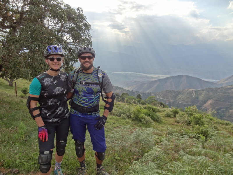 UnWise and the old lady pose in front of the lookout at the singletrack trailhead.