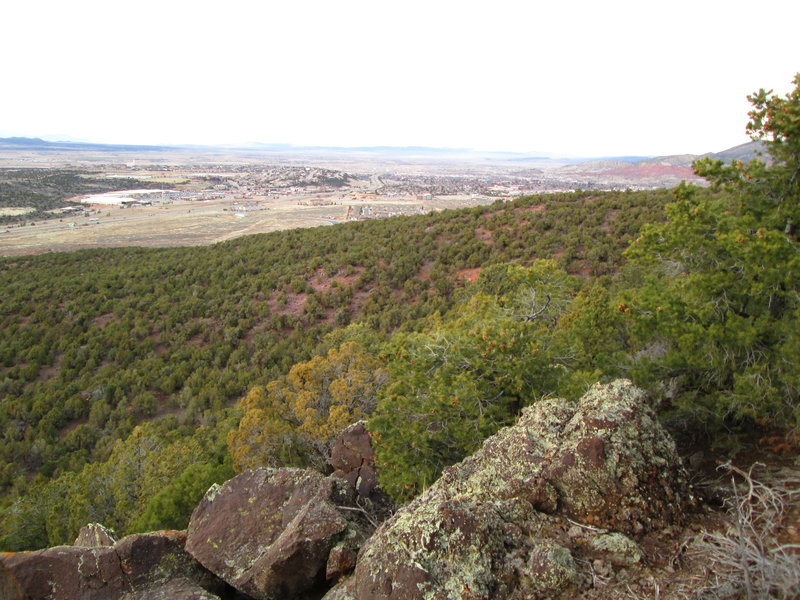 It's all downhill from here! Enjoy a great view of Cedar City from the high point on Lava Flow.