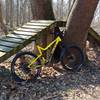 This wood A-frame tests riders' skills along the Town Run Trail.