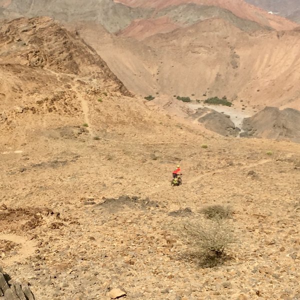 A rider picks his way along the trail.