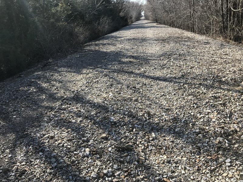 Here's a good look at that loose gravel...it's all good riding the worn path until you meet another rider going the opposite direction!