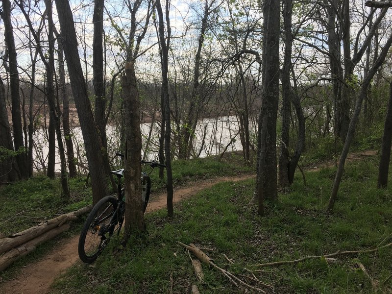 The Brazos River flows next to the singletrack New Territory Trail.