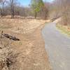 This is the turnoff from the Cart Path Connector onto the Ridge to River Trail. If you start going up a big hill, you went too far!