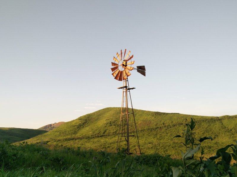 A windmill stands guard along the South Ridge Trail.