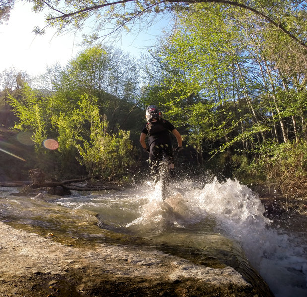 Splash through this water crossing at one of the spillways.