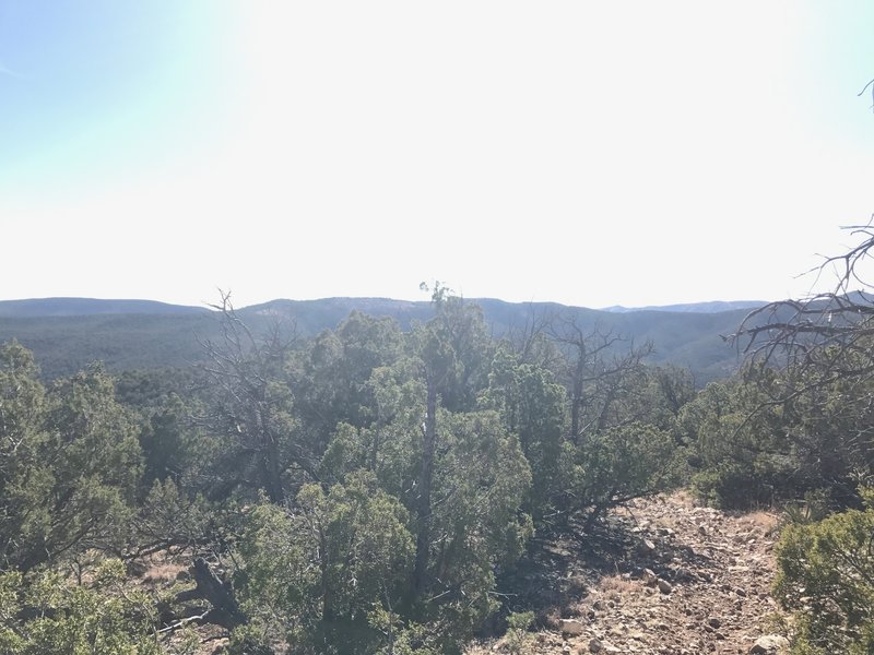 Enjoy nice views to the South Manzanos along a chunky tread on Jackalope.