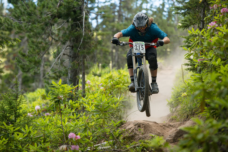 Nate Cheyne gets rowdy in the entrance rock garden on Pro Line.