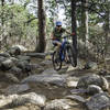 Clean it! It's all smiles as we tackle one of the challenging rock gardens on the Blackmer Loop.