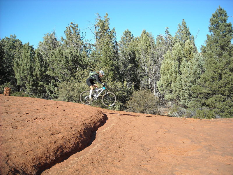 While Sedona's slickrock ledges are rollable in many cases, they can make for some little jumps too!